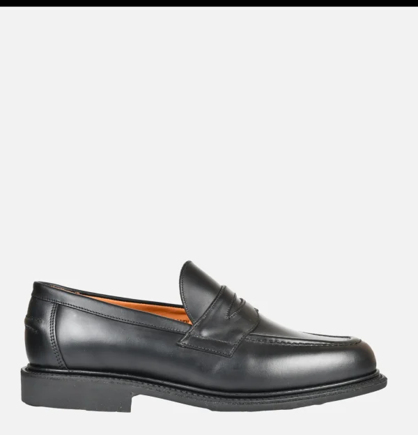 SANDERS Mocassins | Black Leather Pull Up Penny