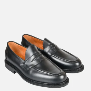 SANDERS Mocassins | Black Leather Pull Up Penny