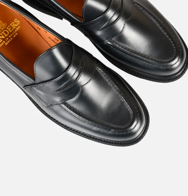 SANDERS Mocassins | Black Leather Pull Up Penny