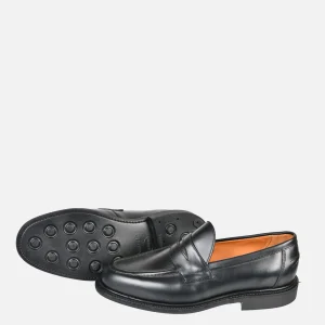 SANDERS Mocassins | Black Leather Pull Up Penny