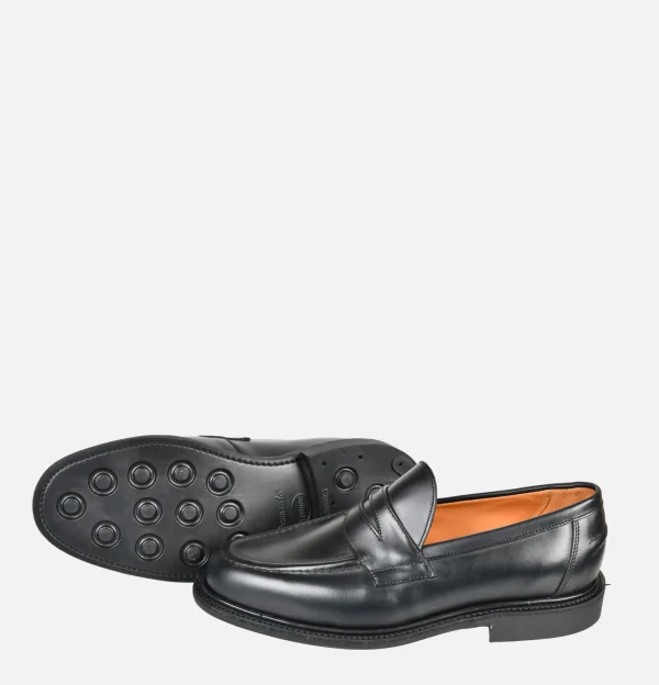 SANDERS Mocassins | Black Leather Pull Up Penny