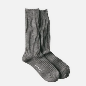 YAHAE Chaussettes | Chaussettes Yak Ribbed Grey