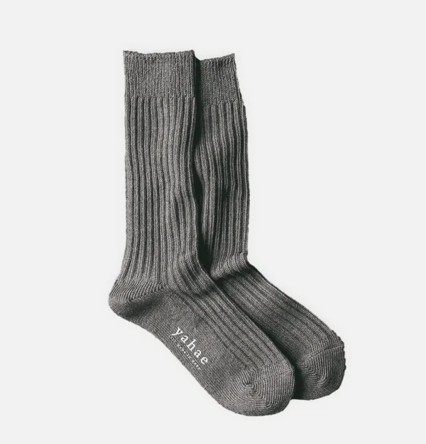 YAHAE Chaussettes | Chaussettes Yak Ribbed Grey