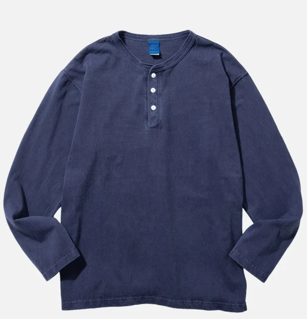 GOOD ON T-shirts | Ls Henley Tee Navy