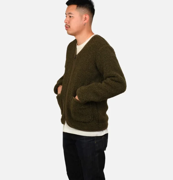 COLDBREAKER Sweats & Polaires | Zip Up Vee Cardigan Khaki