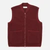 UNIVERSAL WORKS Vestes | Zip Waistcoat Wool Deep Red