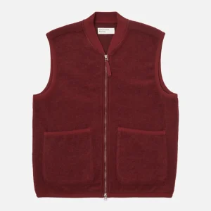 UNIVERSAL WORKS Vestes | Zip Waistcoat Wool Deep Red